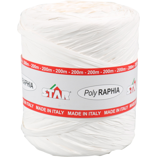 [713180] Raffia Poly 15mm x 200mtr Wit (per rol)