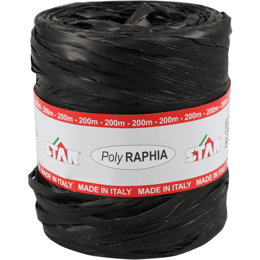 [713184] Raffia Poly 15mm x 200mtr Zwart (per rol)
