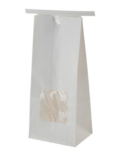 [77246] Tin Tie 1/2 LB. White with window 3.3x2.5x7.75 S77245  100pcs/cs