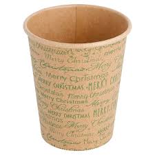 [801.07] Hot cup "Merry Christmas" 240ml Natural Kraft (50st/sleeve)