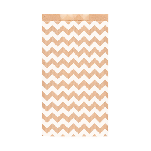 [803.26] Flat bags "Zigzag" 19+8x35cm Kraft/wit (250st/pak)