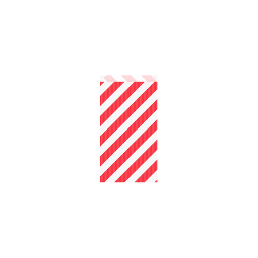 [803.29] Flat bags striped 12+5x18cm Red kraft ribbed (25ost/pak)