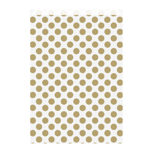 [803.39] Flat Bags Polka Dots 26+9x38cm Gold/White Cellulose (250st/pak)