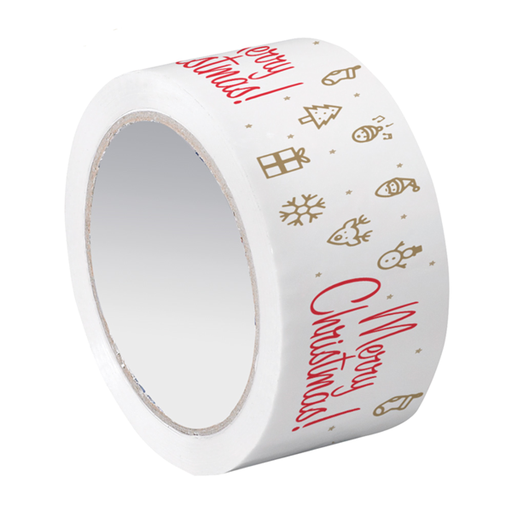 [804.84] Tape PP White "Merry Christmas" 66m x 5cm (per rol)
