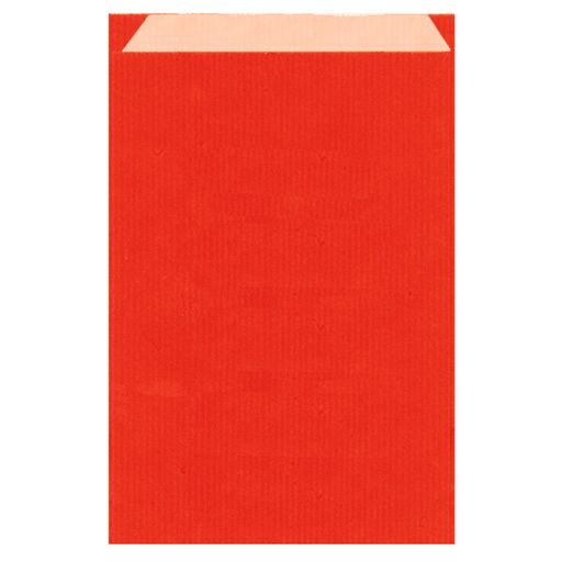 [807.86] Flat Bags 12+5x18cm Red Kraft Ribbed (250st/pak)