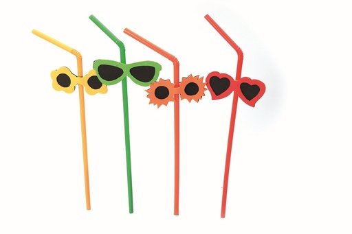 [CARI4516] Buigrietje / Flex Straw met Zonnebril 100st/pk