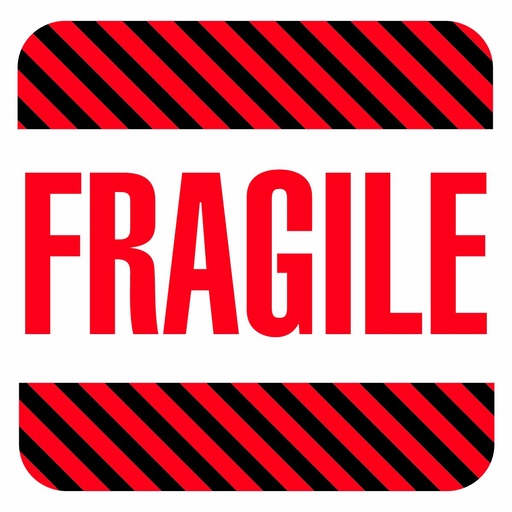 [DL1069] Label/Sticker "Fragile" 4x4" Red/Black (500st/rol)