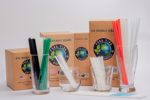 [DS6525ULB] Straws PURA VIDA Bioplastic 5.25"x6mm BLACK Unwrapped 6480pcs (18x300ct)