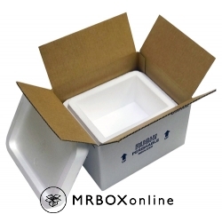 [LilFoamKit] Styrofoam Shipping Cooler Kit..Kit includes: 2-piece foam cooler (8x6x7") & carton box White / per stuk