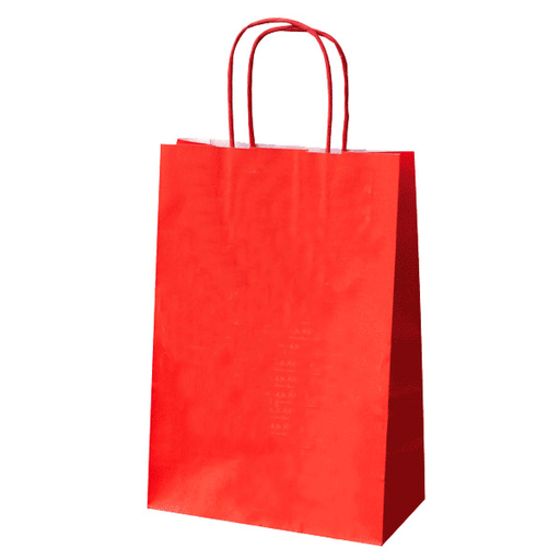 [142.09] SOS bags with handles 80gsm 20+10x29cm Red Kraft (250st/doos)