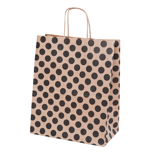 [192.52] SOS bag with handles 26+14x32cm Natural Kraft Polka Dots (250st/doos)