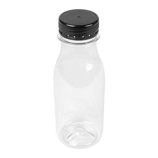 [210.75] PET flessen met zwarte dop. 250ml (210st/doos)