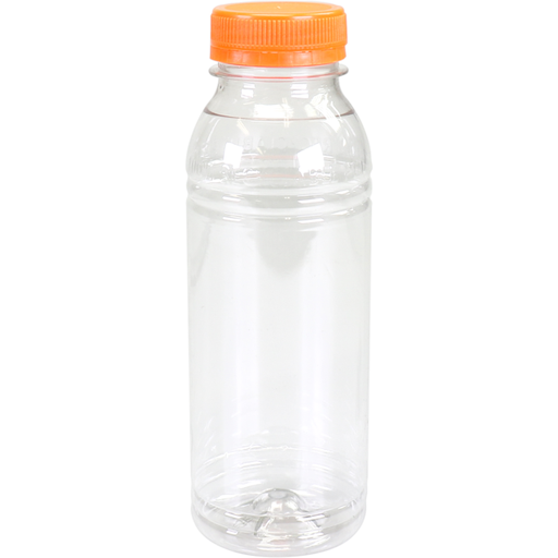 [449910] PET fles Rond/Transparant 330ml incl. oranje dop (180st/doos)