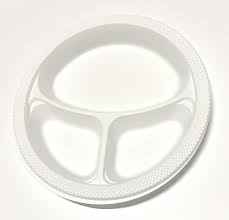 [455312] Plastic Bord / Plastic Plate 3-vak 219mm wit 360/ds 18x20st