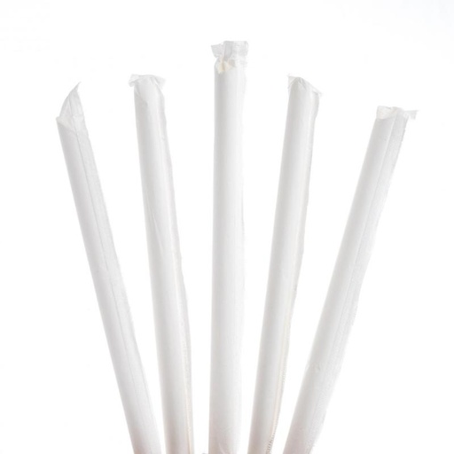 [600194] Paper straw 7.75" Large White Wrapped (3200st/doos)