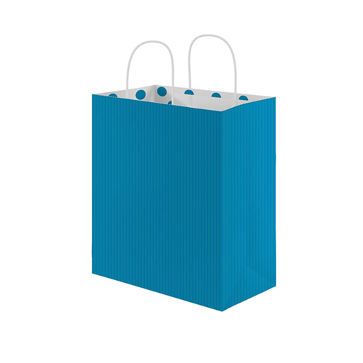 [802.77] SOS Bag / Papieren Draagtas met handles 20+10x29cm Polka Dots Turquoise (250st/doos)