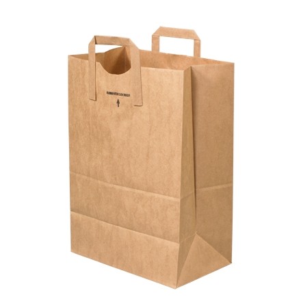 [1/6Kraft] Grocery Bag 70lb Heavy duty flat handle kraft 32x17x45cm / 12.5"x6.75"x17.75" (200st/bundle)
