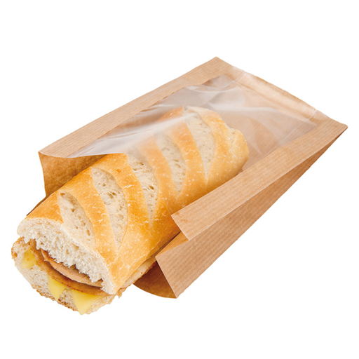 [176.05] Bags with Window "Pack Delicatessen" 16x11+5x21cm Natural Kraft (100st/pak)