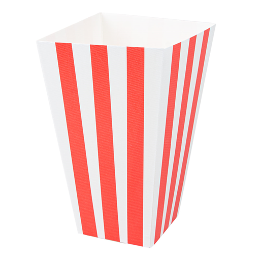 [235.02] Popcorn Containers "The Pack" Stripes 3L 9x14x23cm White/Red (100st/pak)