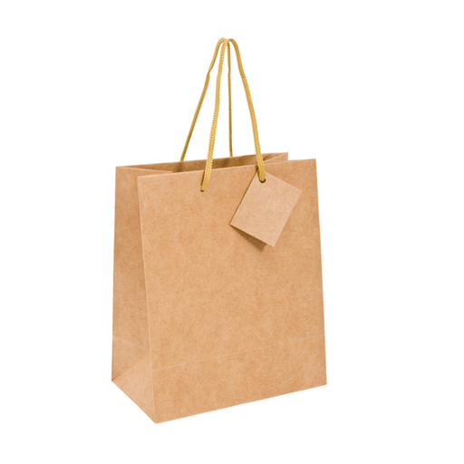 [801.56] Shopping Bags / Cord Handle 19+10x27cm Natural Kraft (10st/pak)