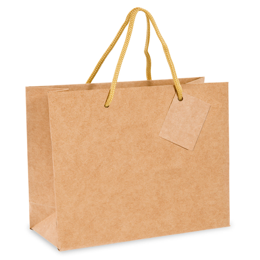 [801.57] Shopping Bags / Cord Handle 40+15x32cm Natural Kraft (100st/doos)