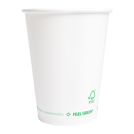 [261.43] Coffee Cups Single Wall 10oz "Plastic Free" White (50pcs/pack)