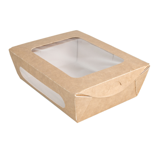 [226.90] Salad boxes with window 700ml 16x12x5cm Kraft (50st/pak)