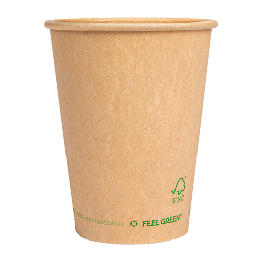 [261.48] Single wall paper cups 360ml Plastic free Natural cardboard (50st/sleeve)