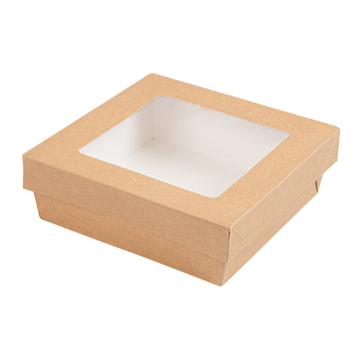 [256.04] Small Boxes+Lids w/window The Pack 14x14x5cm Natural Kraft (25st/pak)