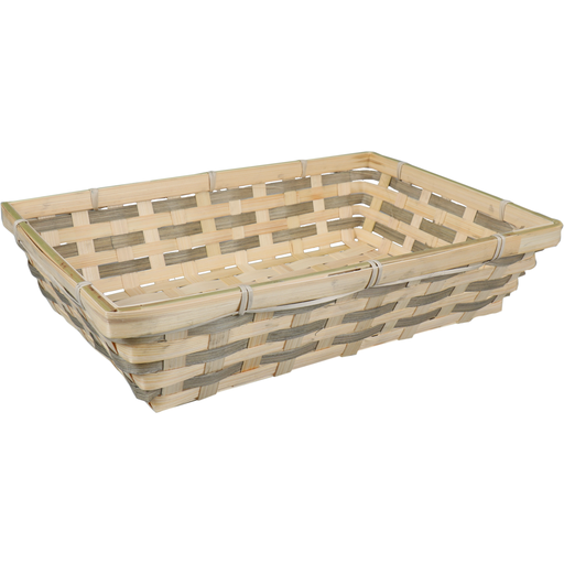[436733] Mand rechthoekig 34x24x8cm Naturel/Grijs Bamboe (per stuk)