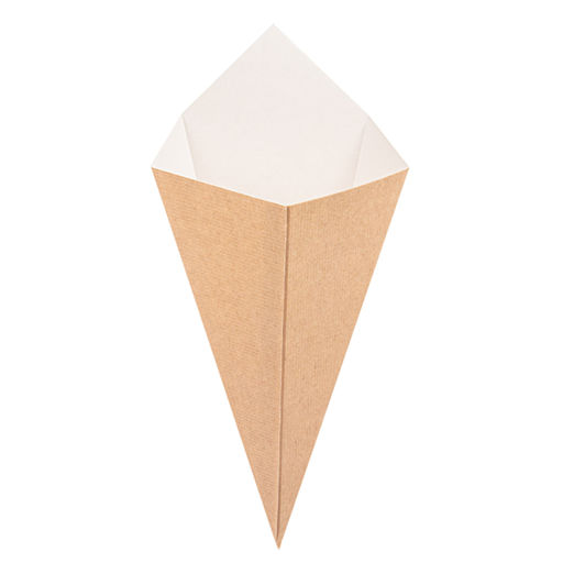 [234.46] fries Cones with flaps / karton puntzak The Pack Natural Kraft 15,7x26,8cm (200st/pak)