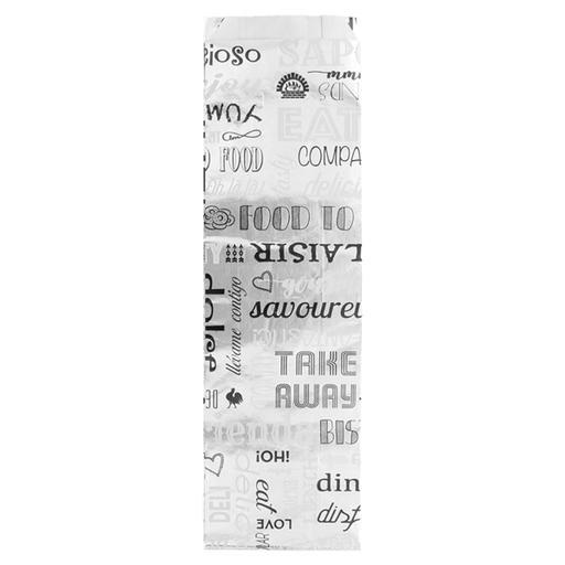[230.26] Bags for Baguette or Hot Dog "Parole" 9+4x30cm Silver Parchment + Aluminium (500st/pak)