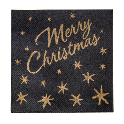 [801.05] Double Point Napkins Ecolabel "Merry Christmas" 20x20cm Black Tissue (2400st/doos)