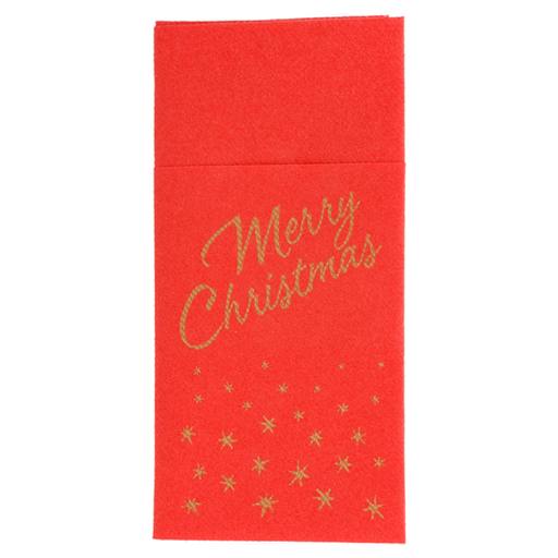 [189.891] Airlaid Napkins Kangaroo "Merry Christmas" 40x40cm 1/8-fold Red (50st/pak)