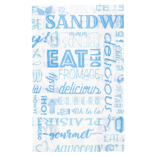 [229.32] Hamburger Parole 12+7x18cm Blue Greaseproof Parch (500st/pak)