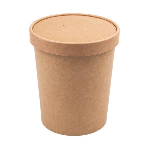 [226.50] Food/Soup Containers + Lids 960ml Diam. 11,7 x 13,5cm Natural Kraft (25st/pak)