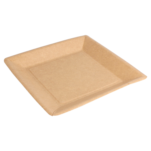 [252.11] Lacquered Square Plates Natural Cardboard 18x18cm (50st/pak)