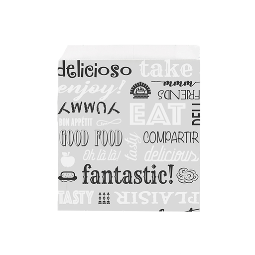 [263.98] 2-sides open Greaseproof paper "Parole" Silver 16x16,5cm (500st/pak)
