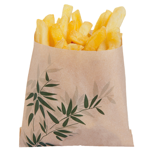[143.04] Fry Bags "Feel Green" 12x12cm Natural Greaseproof Parch (1000st/pak)