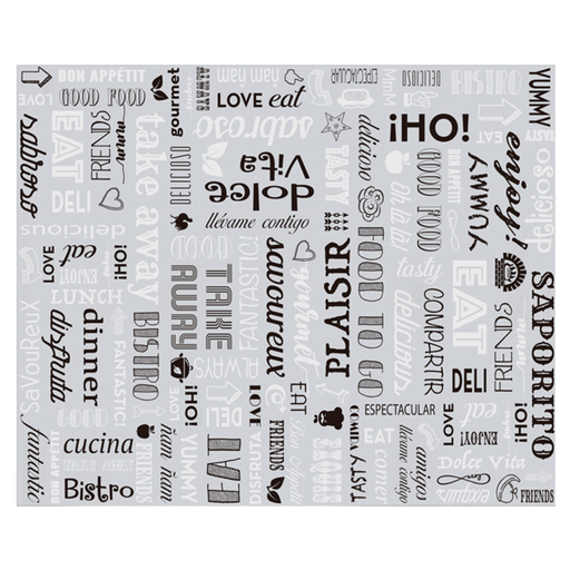 [228.32] Greaseproof Parchment+aluminium sheets 31x38cm Parole Silver (1000st/pak)