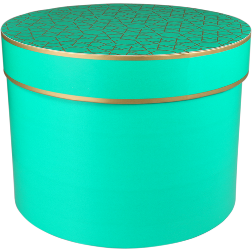 [496942] Geschenkdoos Rond Diam. 30cm Groen/Goud (per stuk)