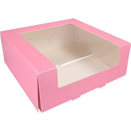 [411203] Zijvensterdoos Taart 26x26x10cm Oud Roze (25st/pak)
