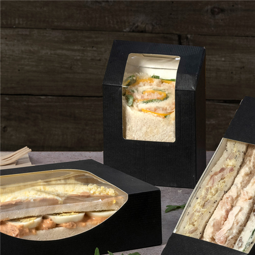 [256.39] Tortilla Boxes with window Black The Pack 9,2x5,1x9,2/12,5cm (100st/pak)