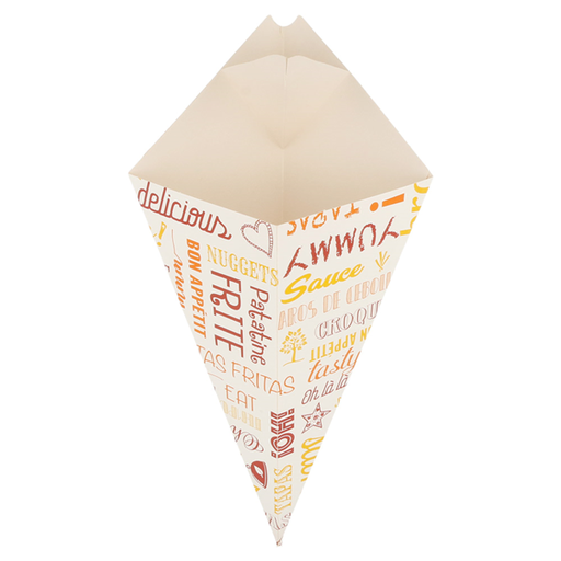 [229.57] Fries cones with flaps 16x27cm white cardboard (200st/pak)
