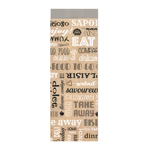 [265.92] Greaseproof Bags for Sandwiches "Parole" 12+4x35cm Brown Kraft + Aluminium (500st/pak)