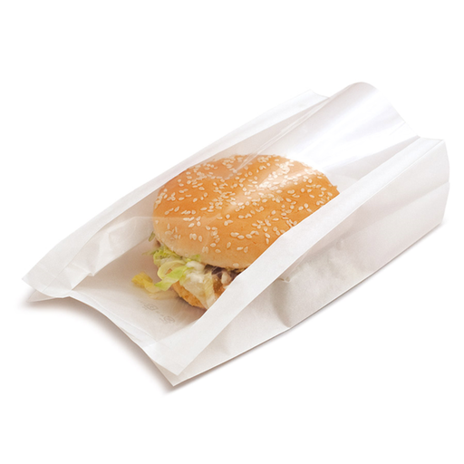 [176.01] Bags with Window "pack delicatessen" 16x11+5x21cm White Kraft (100st/pak)