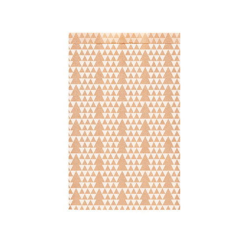 [803.90] Flat Bags Christmas Trees 12+5x18cm Kraft Ribbed (250st/doos)