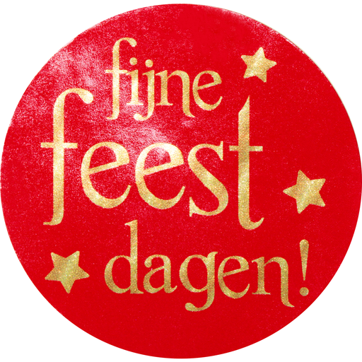 [773352] Etiket "Fijne Feestdagen" Rood/Goud Diam. 45mm (500st/rol)