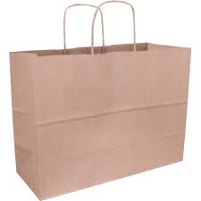 [270676] Papieren draagtas 35/14x26cm Bruin (gedraaid papieren koord) 100st/doos