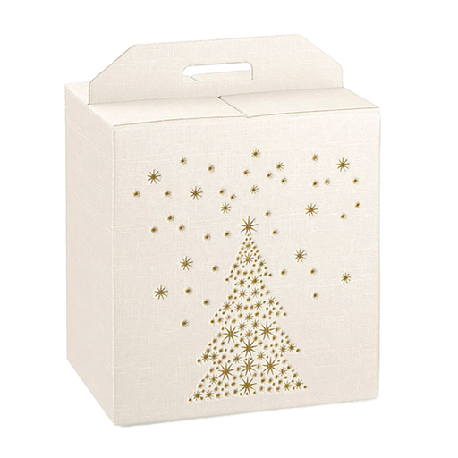 [261.18] Kerstdoos "Golden Tree" 33x25x35cm White Cardboard (per stuk)